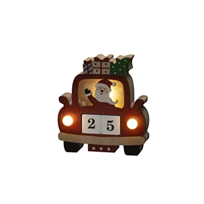 Image of Konstsmide Christmas Lights/LED Wooden Scene Battery Operated or USB, Wood, Red