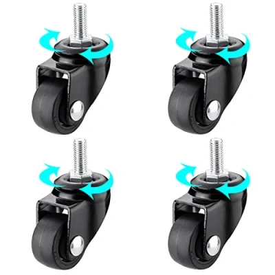 Image of YHBZ 4pcs Trolley Swivel Castor Wheels,Heavy Duty Furniture Caster Replacement,with Brake Lockable,M6/M8/M10 Screw rod Black feet wheel,M6 4nobrakes