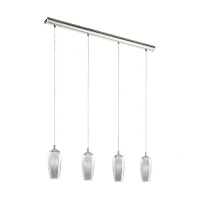 Image of Eglo Lighting Farsala 4 Light Ceiling Pendant Bar Satin Nickel with Smoked Glass Shades, G9