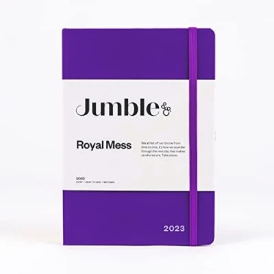 Image of Jumble and Co &amp; Moodler A5 Week to View 2023 Diary Royal Mess Purple Weekly Journal with dotted pages, JMDBCP 563/23