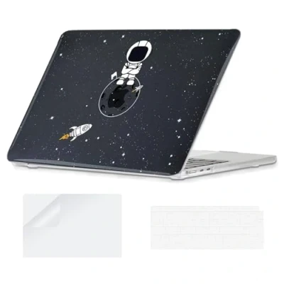 Image of YOPAS Case Compatible with MacBook Air 13.6 inch 2024 2022 Release A3113 A2681, Plastic Pattern M2 M3 13 Keyboard Cover&amp;Screen Protector, Astronaut D