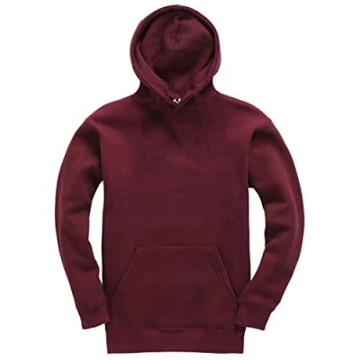 Image of Club Blank Plain Pullover Hoodie Hooded Top Unisex Kids Girls Boys Children Sweatshirts Burgundy