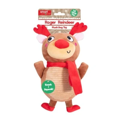 Image of YöL Plush Reindeer Festive Christmas Soft Cuddly Pet Toy Dog Puppy Play Squeaker Interactive Stimulating