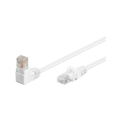 Image of goobay 94164 CAT 5e 90 Degree Angle Ethernet Cable, U/UTP Network CCA Copper Blend, 1 x RJ45 (8P8C) Connector, 2 Metres, White