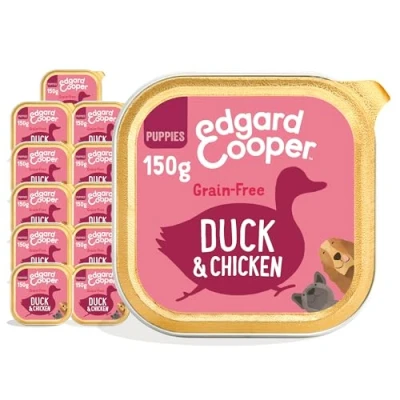 Image of Edgard Cooper Puppy Grain Free Wet Dog Food, (Duck &amp; Chicken 11 x 150g), Natural Dogs Food in Cup with Fresh Meat Amino Acids, Gluten Free, High Protein