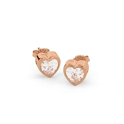 Image of Radley Ladies 18ct Rose Gold Plated Sterling Silver Clear Stone Heart Stud Earrings RYJ1302