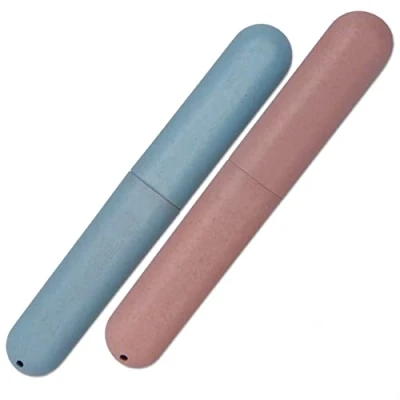 Image of Dental Aesthetics Eco Wheat Straw Toothbrush Case x 2 (Blue &amp; Pink)
