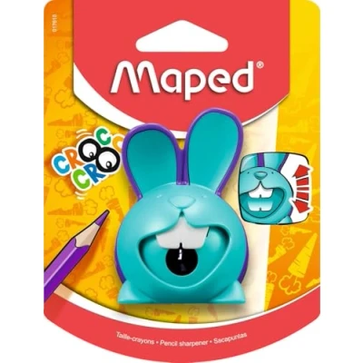 Image of Maped CROC Rabbit Pencil Sharpener For Thin Pencils, With Box Turquoise/Purple, Green/Turquoise, Pink/Green, 1 Piece