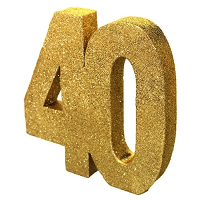 Image of Number 40 Glitter Table Decoration Gold Centrepiece Decorations 40th Birthday Pack of 1 20cm H103