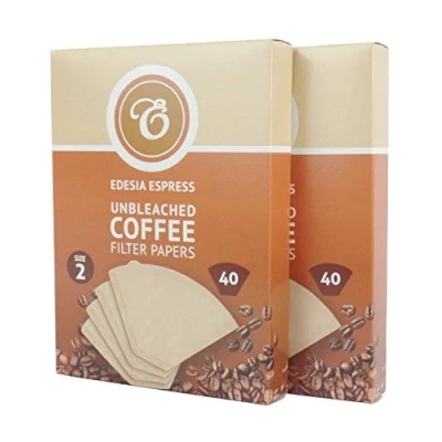 Image of 80 Size 2 Coffee Filter Paper Cones, Unbleached by EDESIA ESPRESS