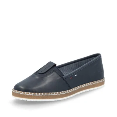 Image of Rieker Women Espadrilles M2261, Ladies Flats,Low Shoes,Summer Shoes,Slippers,Slip ons,Braided,Maritime,Blue (Blau / 14),42 EU 8 UK