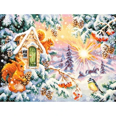 Image of Magic needle 110 700 ZW Winter Morning Counted Cross Stitch Kit with Zweigart Edition Cotton Multi Coloured 40 x 30 cm