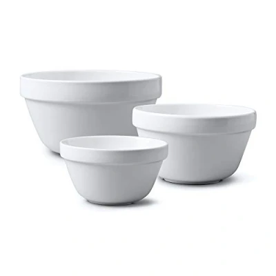 Image of Wm Bartleet &amp; Sons Set of 3 Traditional Porcelain Pudding Basins (375ml, 0.7pt/500ml, 0.9pt/700ml, 1.3pt) White