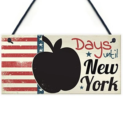 Image of RED OCEAN Countdown Days Until New York Holiday Plaque Apple Chalkboard Sign Best Friend Couple
