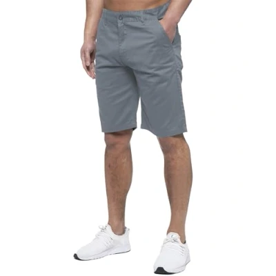 Image of 989Zé ENZO Mens Chino Shorts Cotton Regular Fit Summer Casual Smart Half Pants (UK, Waist, 36, Regular, Light Grey)