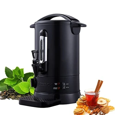 Image of Arebos Catering Urn Mulled Wine Cooker 950 W Hot Drink Dispenser 6.8 L with Drip Tray, Outlet Tap, Thermostat and Overheating Protection Temperature Setting from 30 110 C Black