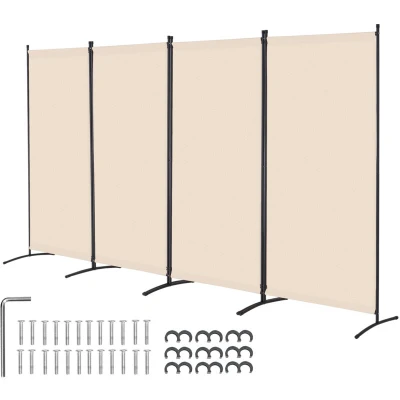 Image of VEVOR Room Divider, 4 Panels Folding Privacy Screen and Portable Partition Divider for Separation, Freestanding Partitions Office, Bedroom, Study, Beige