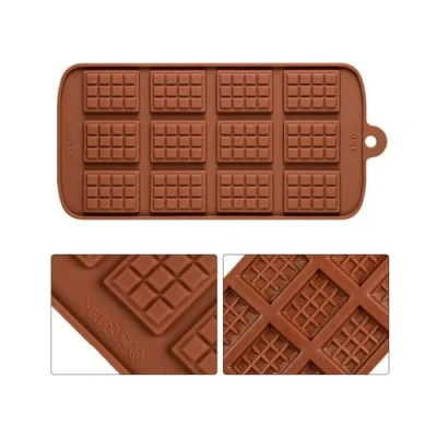 Image of Selecto Bake Small Silicone Chocolate Bar Mould, Mini Moulds, Candy Making Mold, 12 Cavity Break Apart Cake Decoration Cubes DIY Baking Molds
