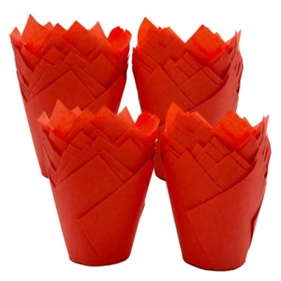 Image of Scrumptious Sprinkles 5604 Tulip Muffin Cases, Red x 200