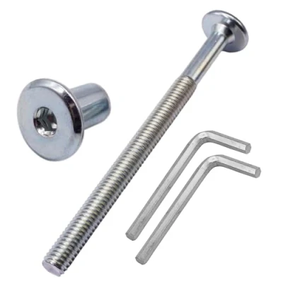 Image of SKIR&#039;CO (10 pcs) Zinc Plated Steel Joint Connector Bolts M6 x 80 mm with Nuts, Furniture Bolt, Hex Socket Screws