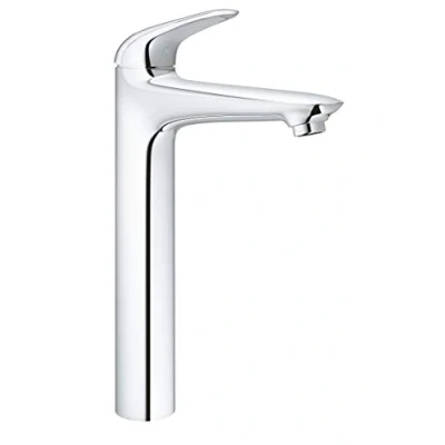 Image of GROHE Wave Quickfix Single Lever Basin Mixer for Free Standing Basins with Push Open Waste Set, XL Size, Water Saving, Chrome Easy to Fit Quicktool 23585001