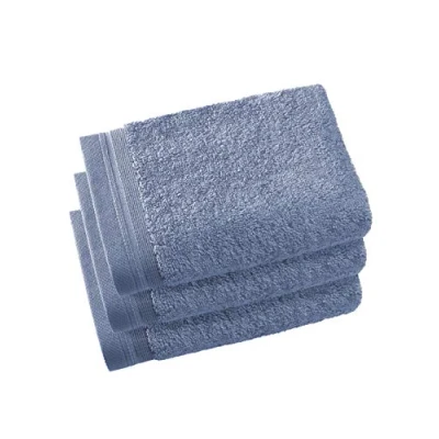 Image of De Witte Lietaer Contessa Luxe Set of 3 Guest Towels, Cotton, Stone Blue 40 x 60 cm