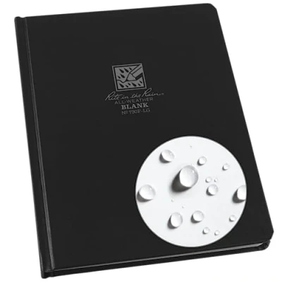 Image of Rite in the Rain Weatherproof Hard Bound Cover Sketchbook Notebook, 6.25&quot; x 8.5&quot;, Black Cover, Blank Page Pattern (No. 730F LG)