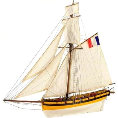 Image of Artesanía Latina Wooden Ship Model Kit French Corsair Cutter, Le Renard 22401, Scale 1:50 Models to Assemble Intermediate Level