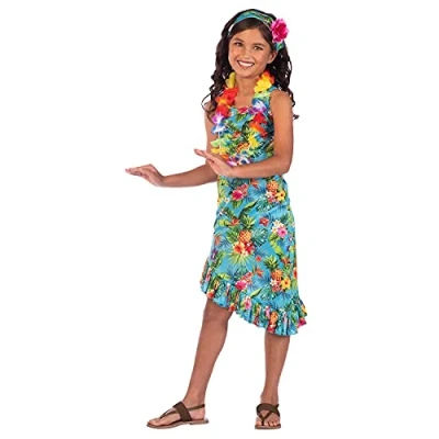 Image of (PKT) (9911421) Child Girls Hawaii Dress Blue Costume (8 10yr)
