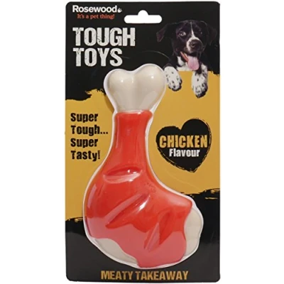 Image of Rosewood Meaty Chicken Leg Takeaway Tough Dog Toy,Large