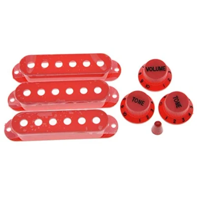 Image of Dopro ST Strat Pickup Covers Knobs and 12 Way Switch Tip Cap Red