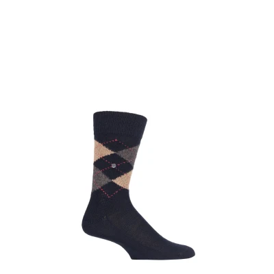 Image of 1 Pair Black / Brown Preston Extra Soft Feeling Argyle Socks Men&#039;s 11 14 Mens Burlington