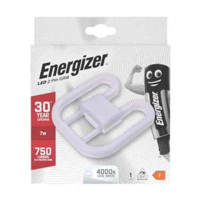 Image of Energizer LED 2D 2 Pin GR8 Bulb, 7W = 16W, 750 Lumens, 4000K Cool White, 30 Year Lifespan