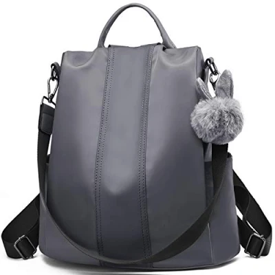 Image of Charmore Women Backpack Ladies Rucksack Waterproof Nylon School Bags Anti theft Daypack Shoulder (Dark Grey, Medium)