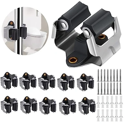 Image of 3 H Mop Holder 10 Pack,Brush Holder,Broom Wall Mounted for Kitchen Bathroom Laundry Room Shed Garage Garden(Black)