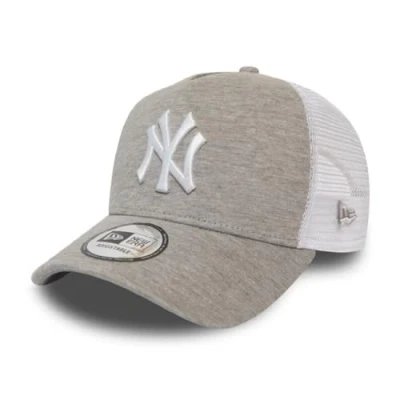 Image of New Era York Yankees MLB Jersey Essential Light Grey White A Frame Adjustable Trucker Cap