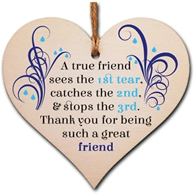 Image of Handmade Wooden Hanging Heart Plaque Gift Perfect for your Best Friend Friendship Keepsake