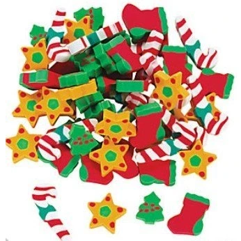 Image of MunchieMoosKids Pack of 30 Rubber Holiday Christmas Erasers