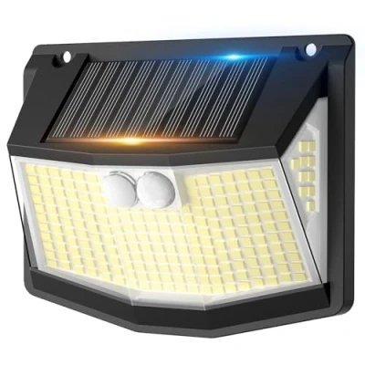 Image of Solar Security Lights Outdoor Garden: 248 LED Motion Sensor Light 3 Modes and 270 Wide Angle lighting IP65 Waterproof Outside Powered Wall for Garden Fence Garage Yard 1 Pack