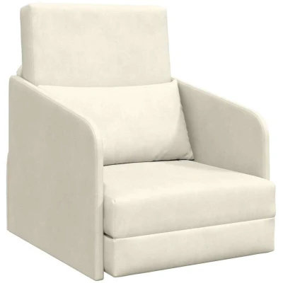 Image of vidaXL Floor Sofa Bed 2 in 1 Cream 65x80x83 cm Velvet
