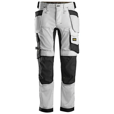 Image of Snickers AllroundWork Stretch Trousers Holster Pockets White/Black 100