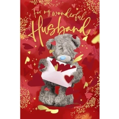 Image of Me To You Tatty Teddy Wonderful Husband 3D Holographic Birthday Card