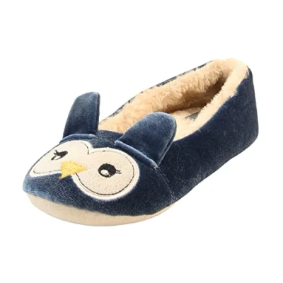 Image of DUNLOP Womens Ladies Winter Synthetic Fur Owl Slippers UK 7 8 Large