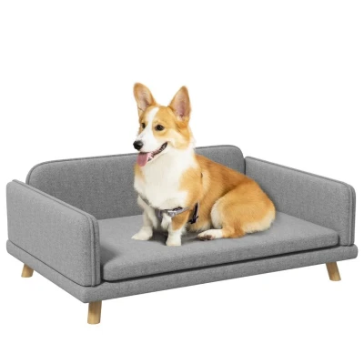 Image of PawHut Dog Sofa for Medium Dogs, Pet Chair with Legs, Water resistant Fabric, Removable Cover, Grey