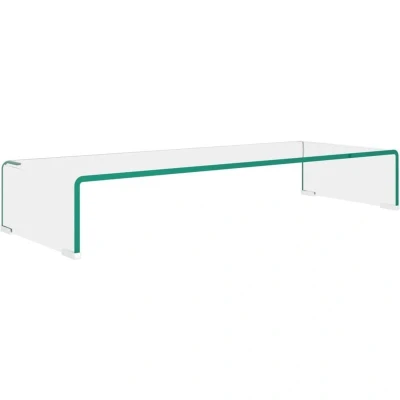 Image of vidaXL TV Stand/Monitor Riser Glass Clear 80x30x13 cm
