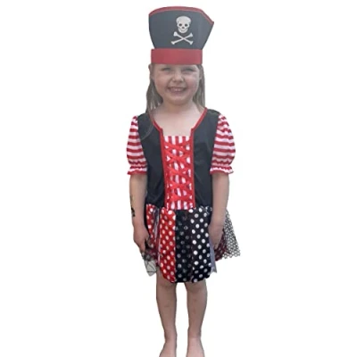 Image of Quickdraw Girls Pirate Costume for Ages 5 7 Years Kids Role Play Caribbean Outfit Children&#039;s Fancy Dress Set