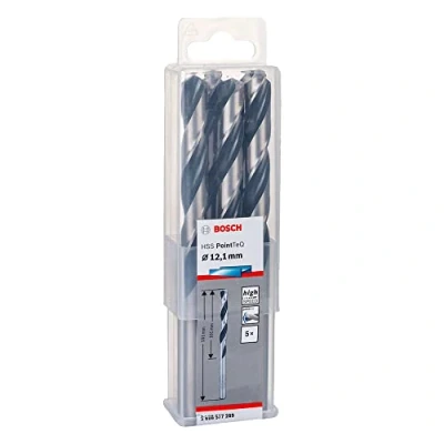 Image of Bosch Professional 5 Piece PointTeQ HSS Twist Drill Bit (for Metal, 12.1 x 101 151 mm, Driver Accessories)