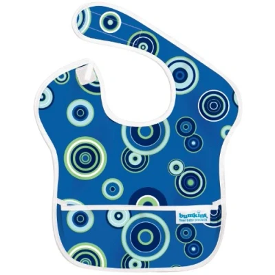 Image of Bumkins SuperBib, Baby Bib, Waterproof, Washable, Stain and Odor Resistant, 6 24 Months Blue Circles