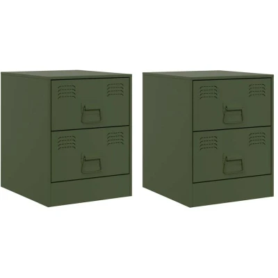 Image of vidaXL Bedside Cabinets 2 pcs Green 34.5x39x44 cm Steel