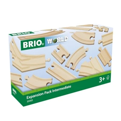 Image of BRIO World Expansion Pack Intermediate Wooden Train Track for Kids Age 3 Years Up Compatible with all Railway Sets &amp; Accessories
